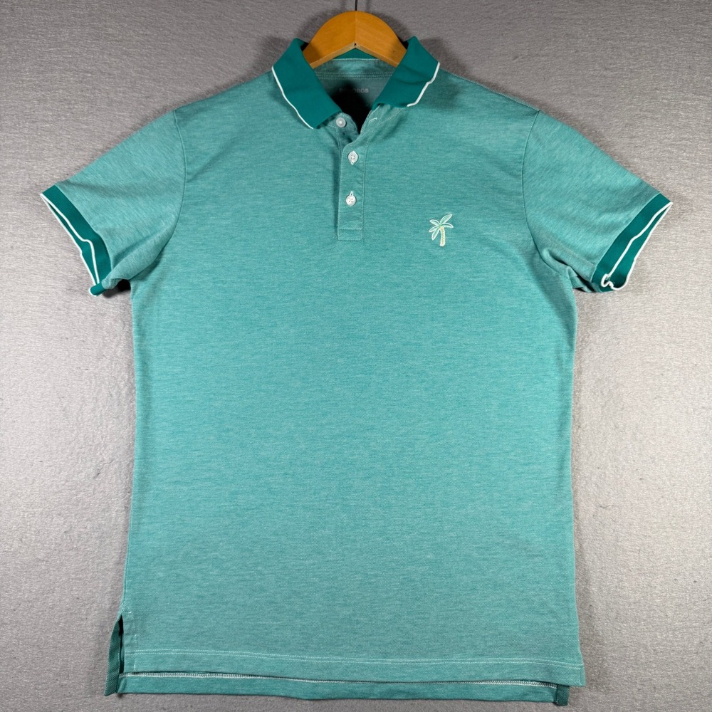 Bonobos Mens Slim Fit Polo Shirt Teal Green Palm Tree Embroidered BKT05474S M